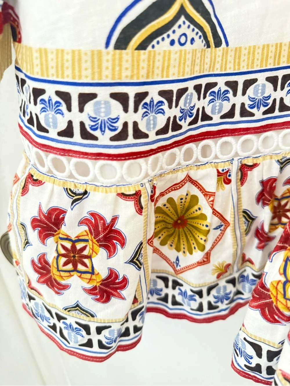 FARM Rio White Mini Dress with Red, Yellow & Blue Floral Motif - Picture 8 of 11